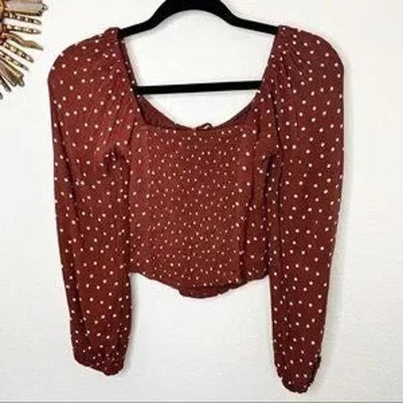 Abercrombie & Fitch Longsleeve Tiefront Puff Sleeve Top - M - Picture 5 of 5